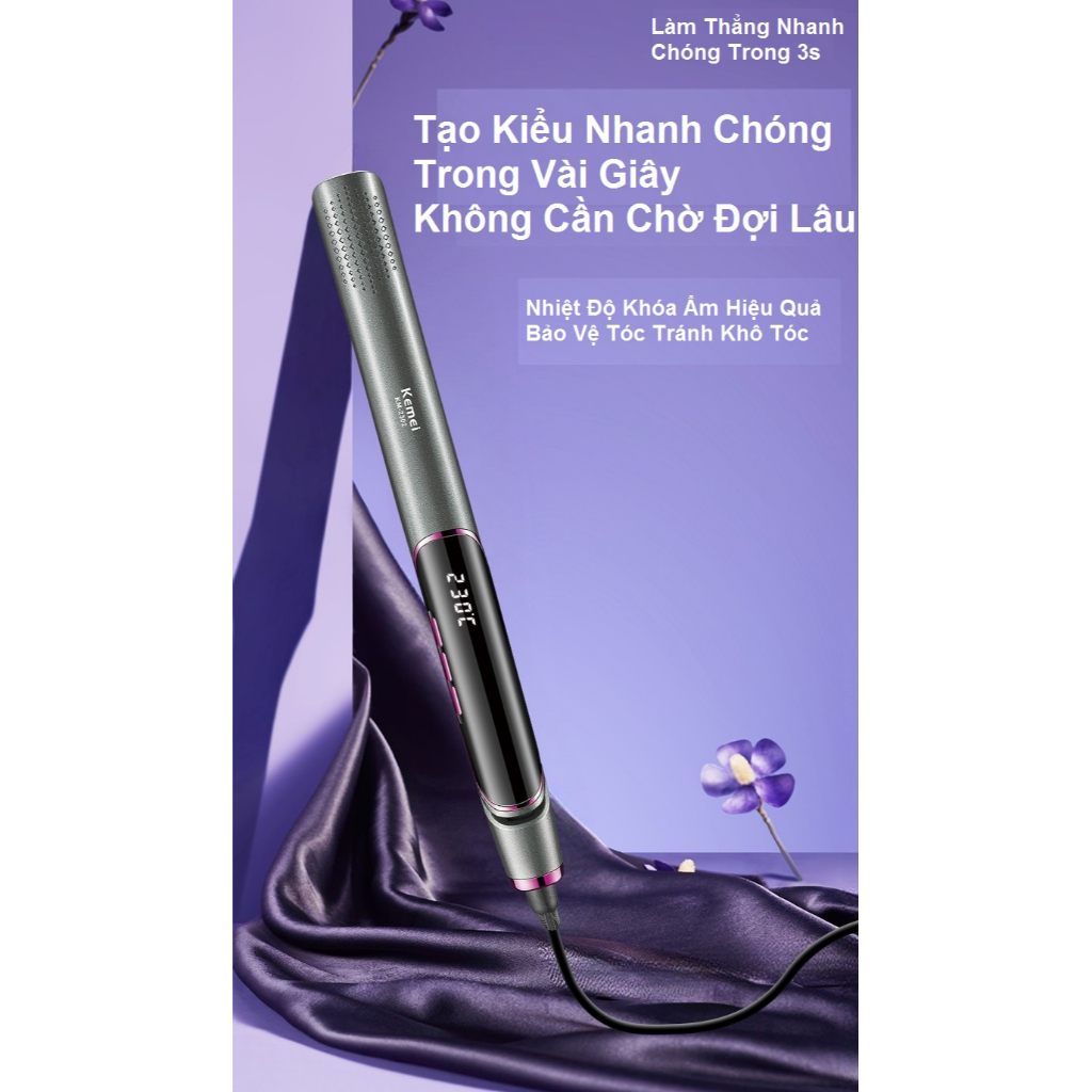 Máy Duỗi Uốn Phục Hồi Tóc Cao Cấp Kemei Km 2302 Dành Cho Salon