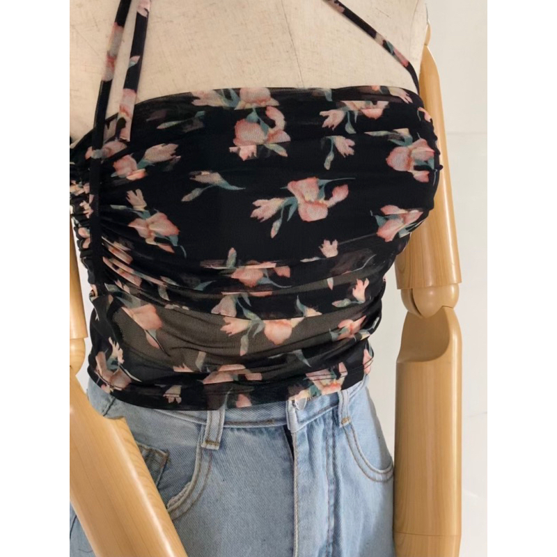 Áo ống lưới hoa