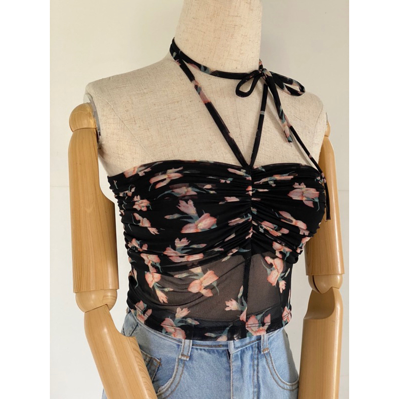 Áo ống lưới hoa