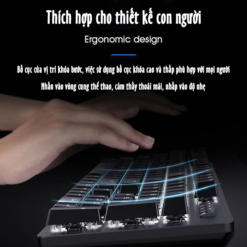 Bàn phím có dây 104 Khóa Cảm giác cơ học Đèn LED Bàn phím trò chơi Sử dụng trong văn phòng và trò chơi