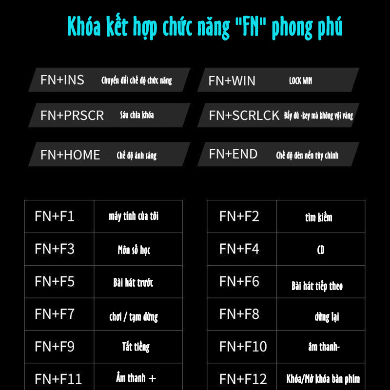 Bàn phím có dây 104 Khóa Cảm giác cơ học Đèn LED Bàn phím trò chơi Sử dụng trong văn phòng và trò chơi