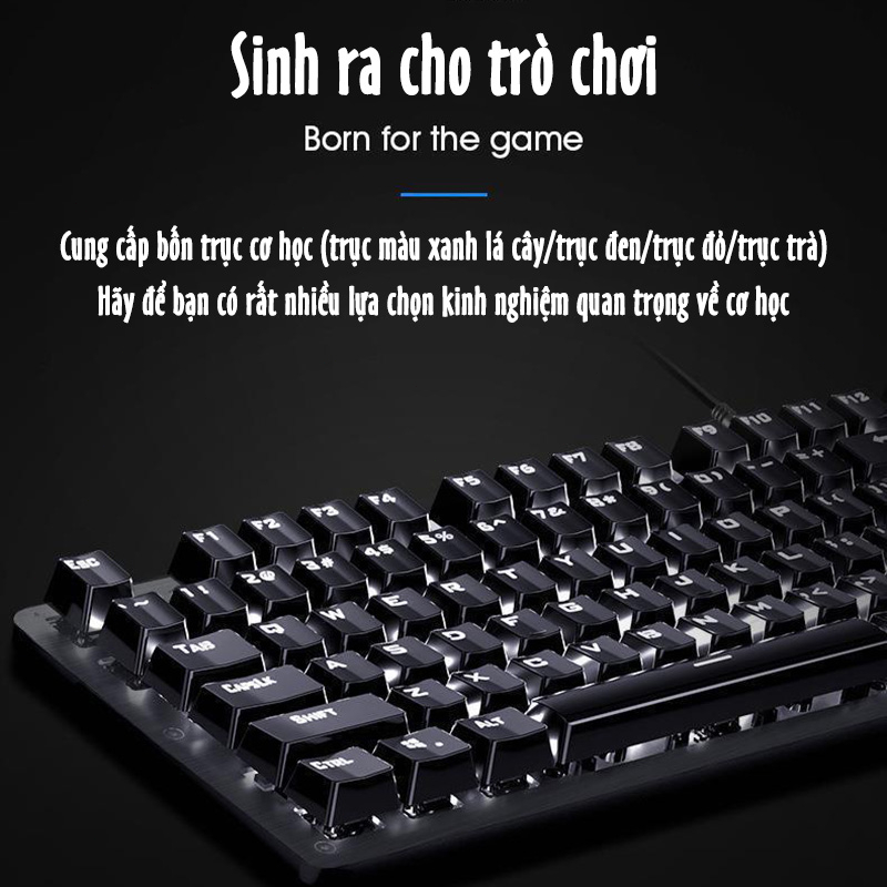 Bàn phím có dây 104 Khóa Cảm giác cơ học Đèn LED Bàn phím trò chơi Sử dụng trong văn phòng và trò chơi
