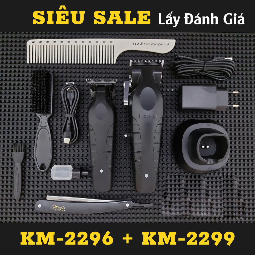 Tông đơ Kemei 2296 Và Tông đơ chấn viền Kemei 2299