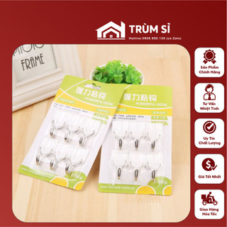 Vỉ 6 móc nhựa trắng dính treo đồ tiện dụng