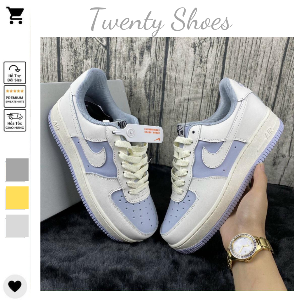 Giày Nike_Trắng Khoai Môn AF1, Giày AF1 Nam Nữ Hàng Cao Cấp Full Box Bill