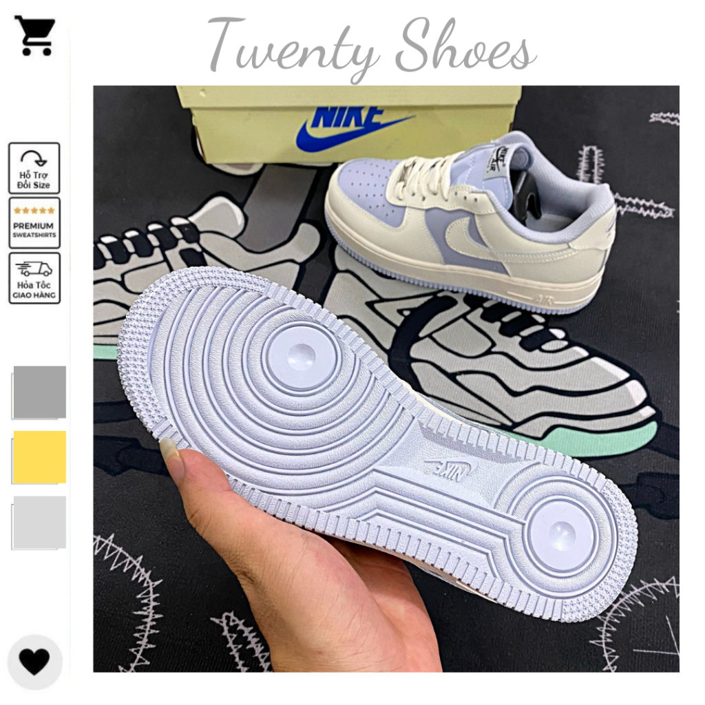 Giày Nike_Trắng Khoai Môn AF1, Giày AF1 Nam Nữ Hàng Cao Cấp Full Box Bill