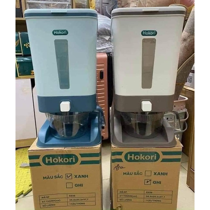 THÙNG ĐỰNG GẠO HOKORI BẤM NÚT THÔNG MINH 10KG