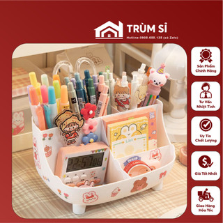 Dụng Cụ Cắm Bút Đa Năng 6 Ngăn - tặng kèm sticker ngẫu nhiên - Kệ bút mini