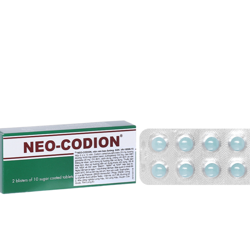 Viên giảm ho pháp Néo-codíon ,Hộp 2 vỉ 20 viên