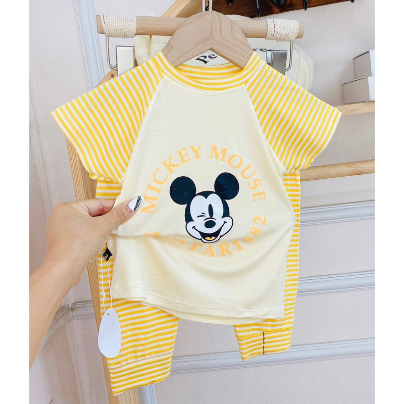 Bộ thun lạnh tay ngắn quần dài cho bé trai bé gái L11