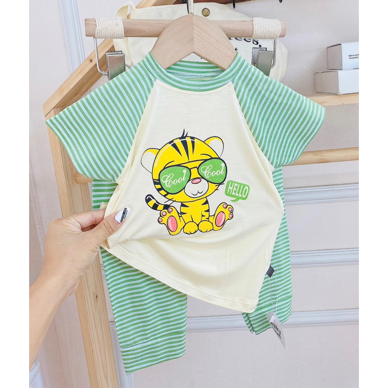 Bộ thun lạnh tay ngắn quần dài cho bé trai bé gái L11