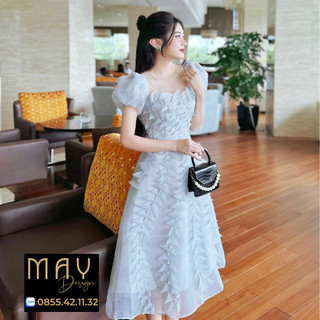 Đầm Thiết Kế MAY CH91 Chất Liệu Oganza Nhật Nhập Khẩu Xếp Lớp Thủ Công Đính Ngọc - Đầm Dự Tiệc Sang Trọng Chuẩn MAY