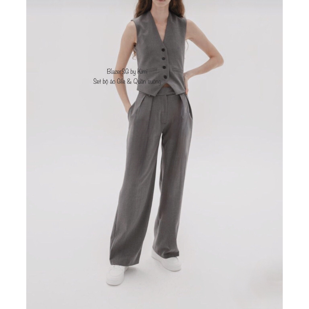 Set Bộ Gile Màu Trendy - Gile Nữ Hàng Chuẩn Phom Ôm Tôn Dáng - BLA23003