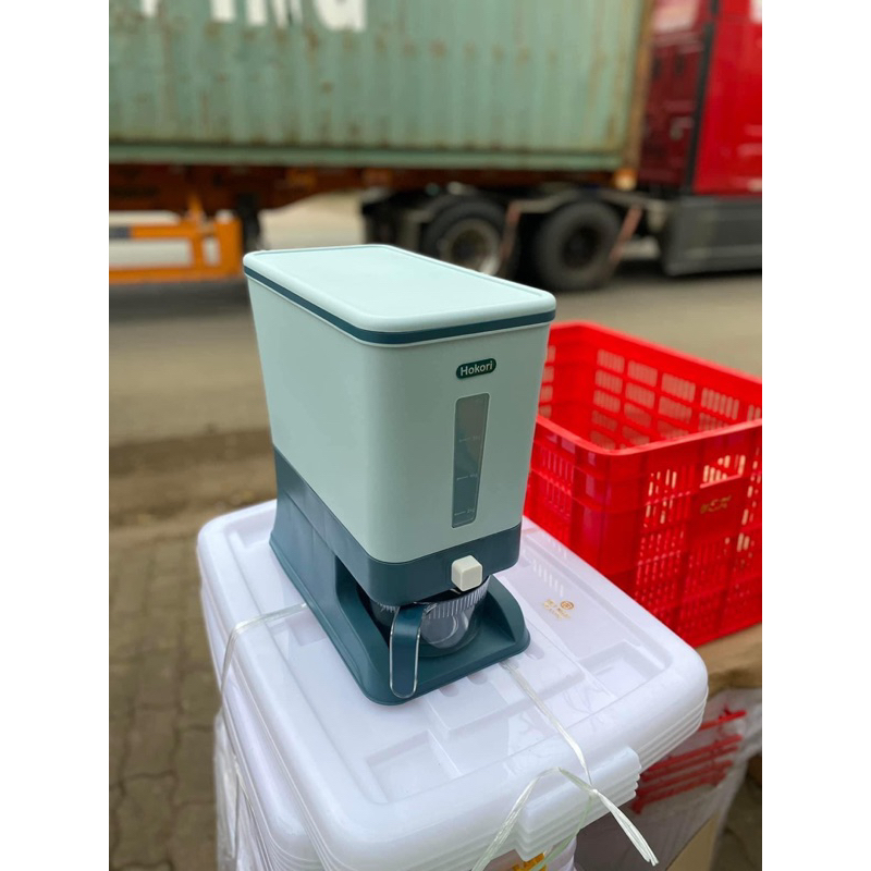 THÙNG ĐỰNG GẠO HOKORI BẤM NÚT THÔNG MINH 10KG