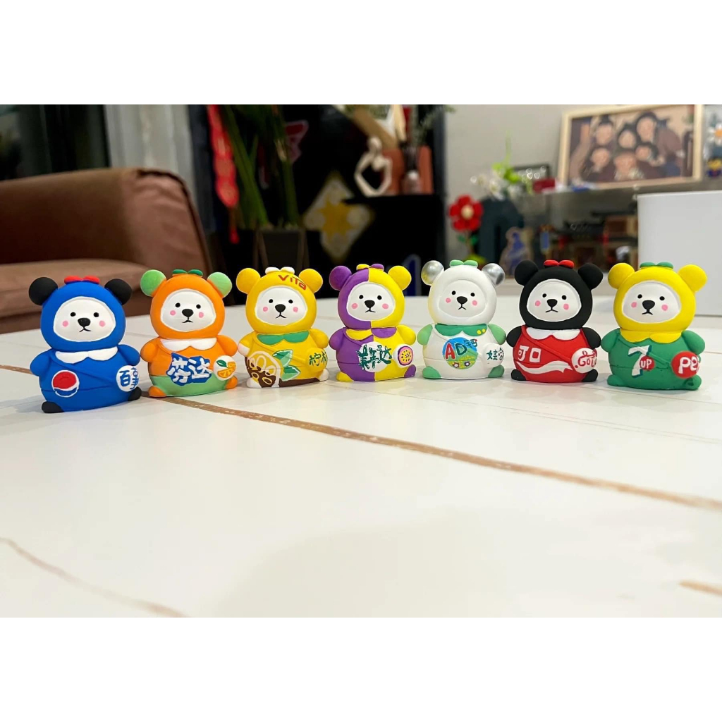 Set tô tượng gấu mini Ku.romi hoat hình 3D thạch cao tặng kèm màu dụng cụ vẽ