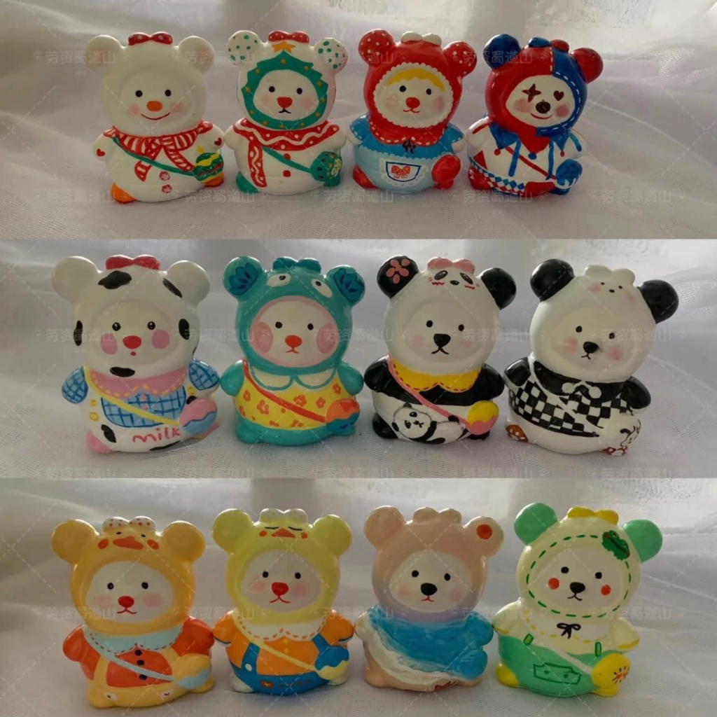 Set tô tượng gấu mini Ku.romi hoat hình 3D thạch cao tặng kèm màu dụng cụ vẽ
