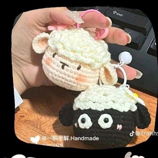 Móc khoá len handmade-cừu uốn tóc