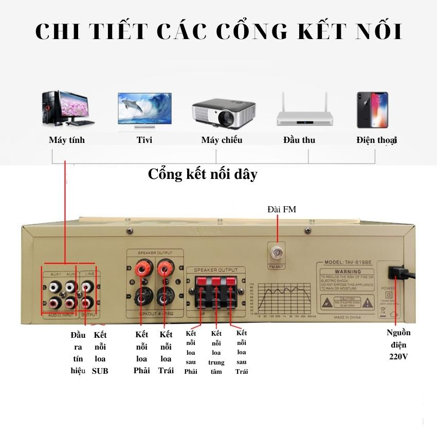 Âm ly karaoke gia đình, Amly Sunbuck TAV - 6199E . Bảo hành 12 tháng, Âm ly karaoke bluetooth Âm thanh vòm 5.1 - HiFi, Â
