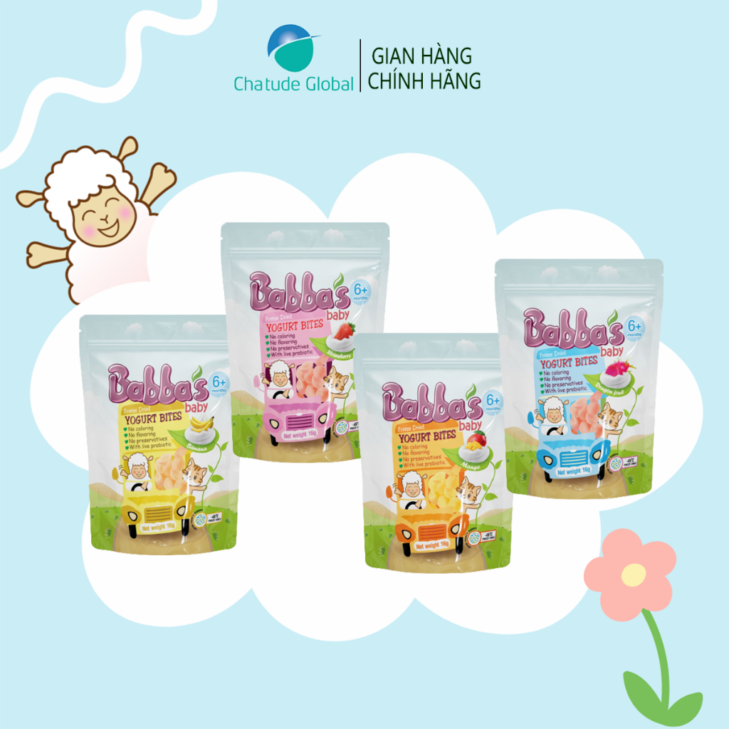 [MỚI] SỮA CHUA SẤY LẠNH BABBA'S BABY CHO BÉ 6M+, 4 VỊ, DỄ TAN