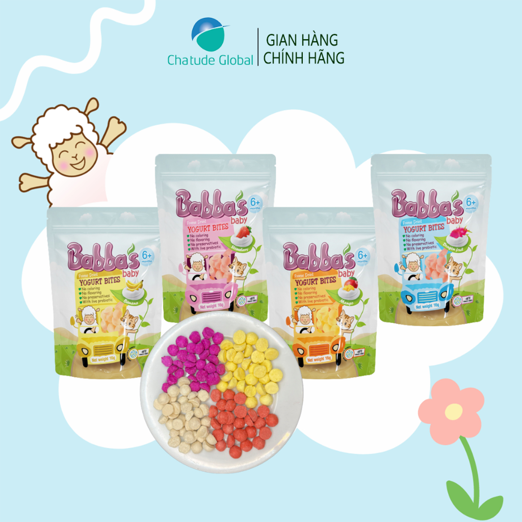 SỮA CHUA SẤY LẠNH BABBA'S BABY CHO BÉ 6M+, 4 VỊ, DỄ TAN