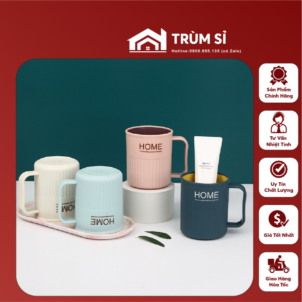 Cốc đánh răng có quai chữ home
