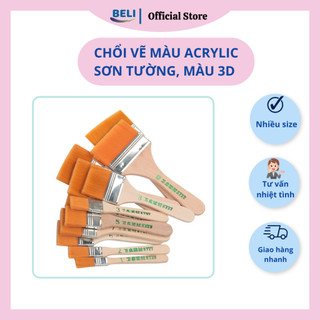 Chổi vẽ màu acrylic sơn tường bán lẻ mềm mịn cán gỗ dễ cầm