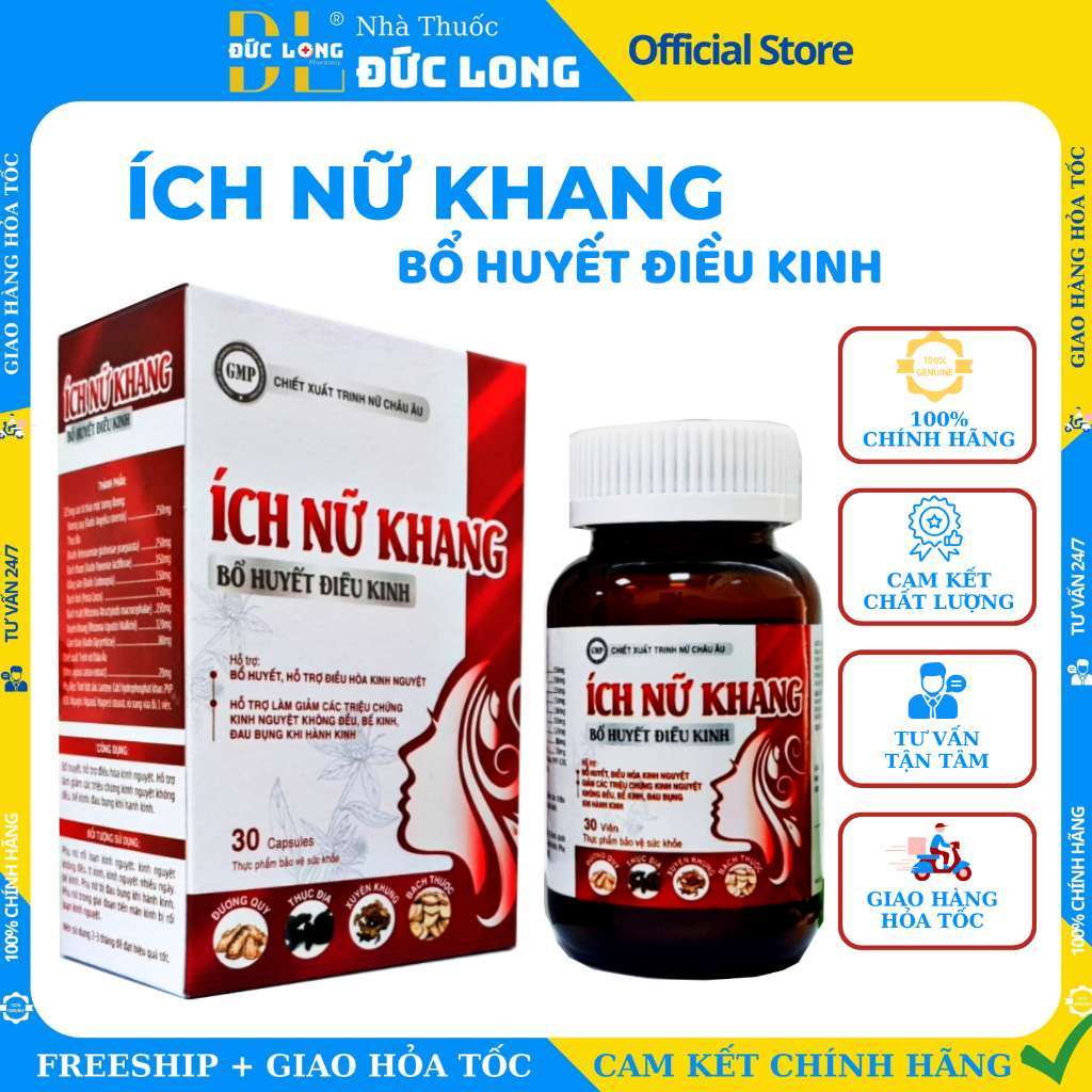 Ích Nữ Khang - Bổ huyết, điều hoà kinh nguyệt, bế kinh, đau bụng khi hành kinh – NuTri - Đức Long