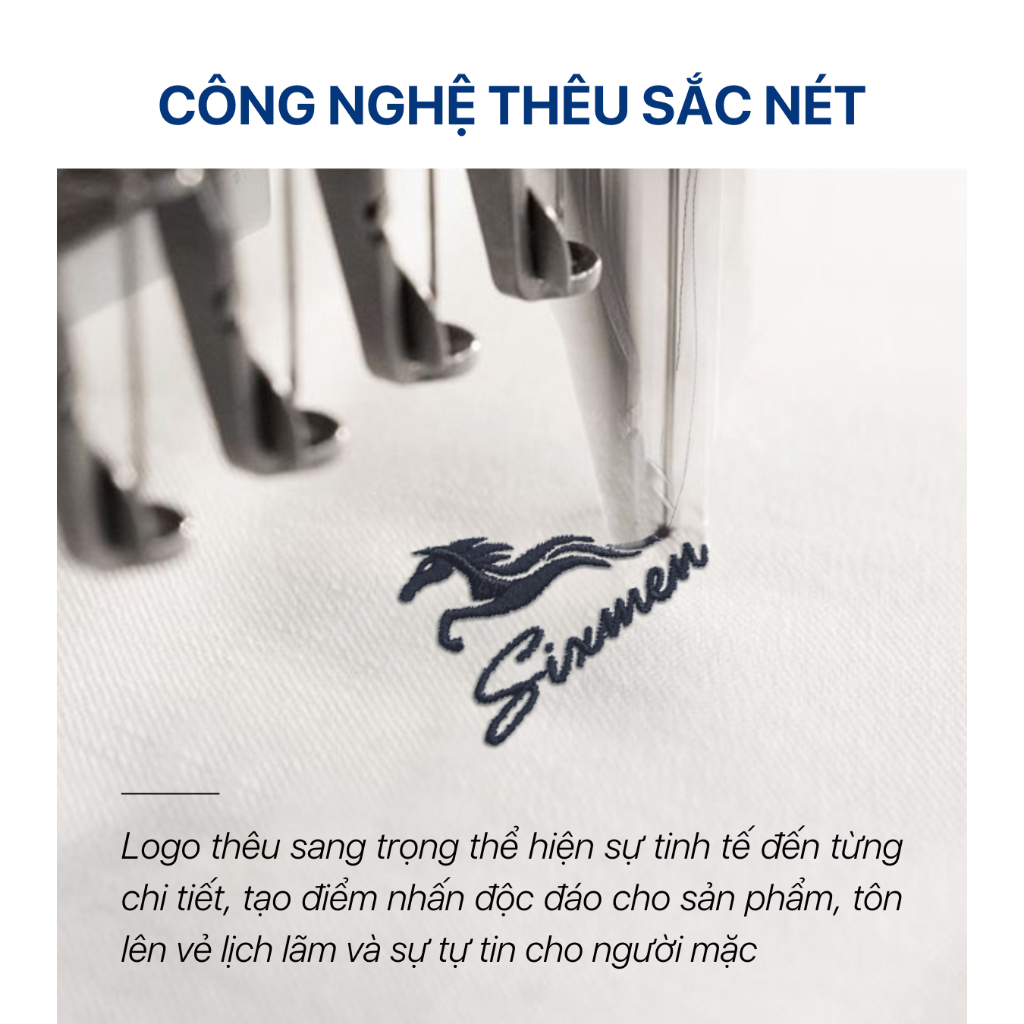 Áo Polo nam cao cấp Thêu  SIXMEN Mã Đáo Thành Công - polo vải cá sấu cotton CVC Feelmax premium