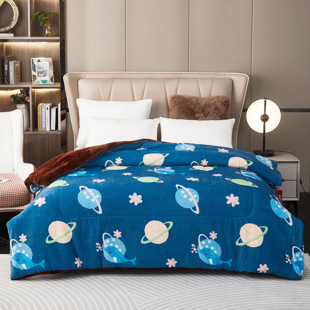 Chăn Nỉ Lông Cừu YUKI Siêu Ấm  Mền YUKI Dày Mịn, Kèm Túi Xách, Kích Thước 2mx2m3, Nặng 4kg - Hàng Xuất