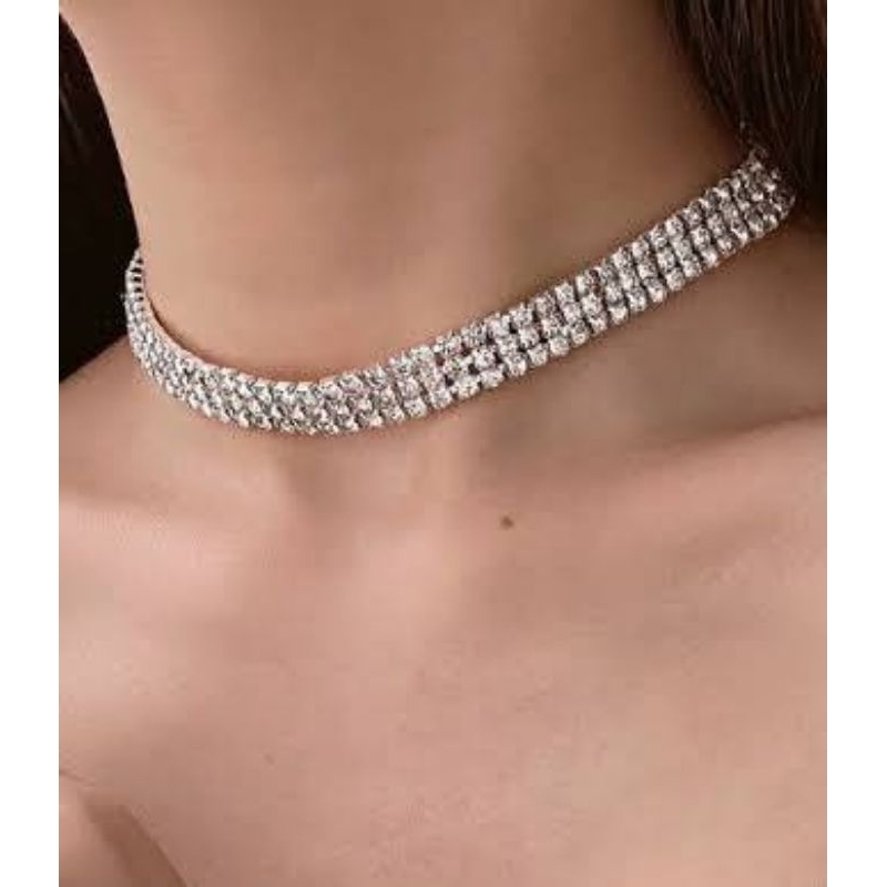 Choker đá 3 hàng đá AAA siêu sáng