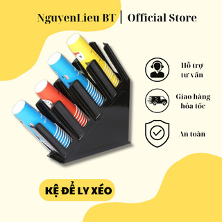 Kệ đựng ly, cốc trà sữa nhựa abs đúc nguyên khối loại xéo/ ngang 2,4 ngăn