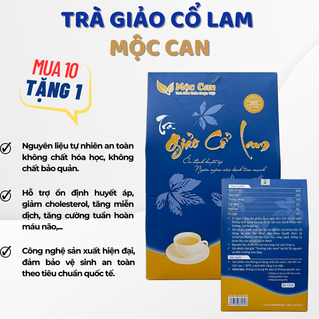 Trà Giảo Cổ Lam Mộc Can ổn định huyết áp, giảm xơ vữa mạch máu, giảm mỡ máu mỡ nội tạng, trà giảo cổ lam giảm cân