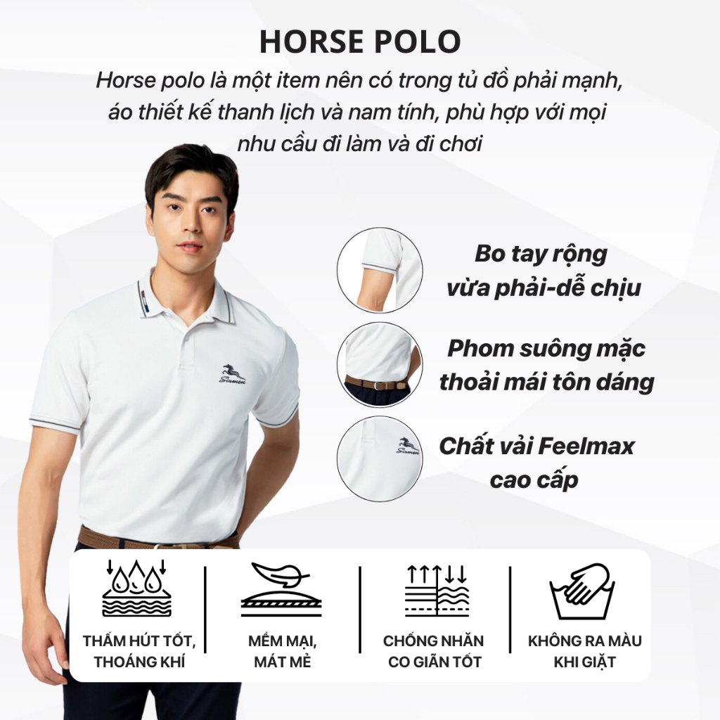 Áo Polo nam cao cấp cổ bẻ  SIXMEN Mã Đáo Thành Công - Polo vải cá sấu cotton CVC Thoáng mát