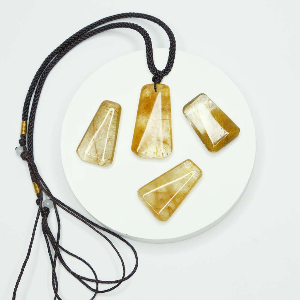 Mặt dây chuyền thachanh tóc vàng thiên nhiên UPCARA