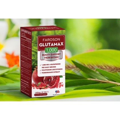 Viên Uống Giảm Nám Trắng Da Chống Nắng Faroson Glutamax 1000 30 Viên Hàng Công Ty