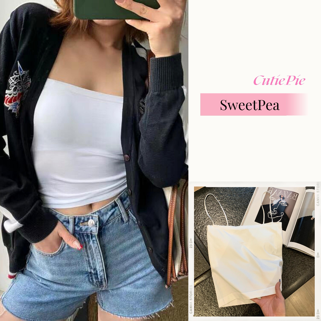 Áo Bra Nữ 2 Dây Mảnh Dáng Dài Có Đệm Ngực Chất Cotton Mịn Co Giãn Thoải Mái Trendy