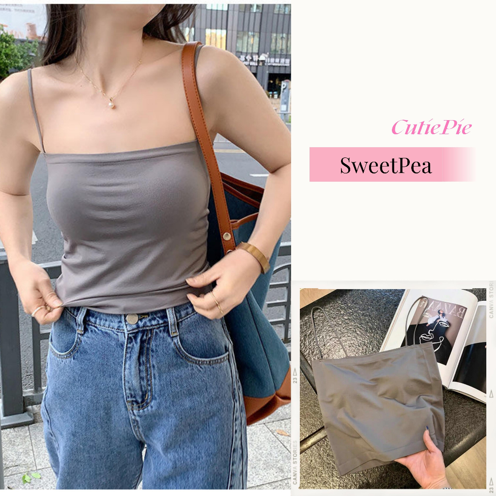 Áo Bra Nữ 2 Dây Mảnh Dáng Dài Có Đệm Ngực Chất Cotton Mịn Co Giãn Thoải Mái Trendy