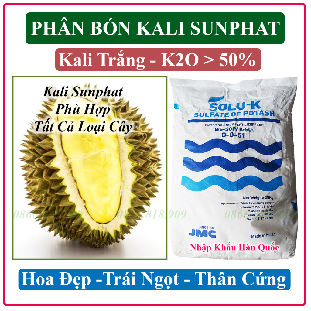 500gr Phân Bón Kali Trắng - Kali Sunphat Hàn Quốc K2SO4 Sử Dụng Cho Mọi Loại Cây Giúp Trái Ngọt Ra Hoa Đẹp