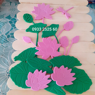 1 SET hoa sen bằng xốp, 19 x 12cm, 11 x 9.2cm - Hình trang trí thiệp, scrapbook, bookmark - HỌA TIẾT TRANG TRÍ DƯA TẾT