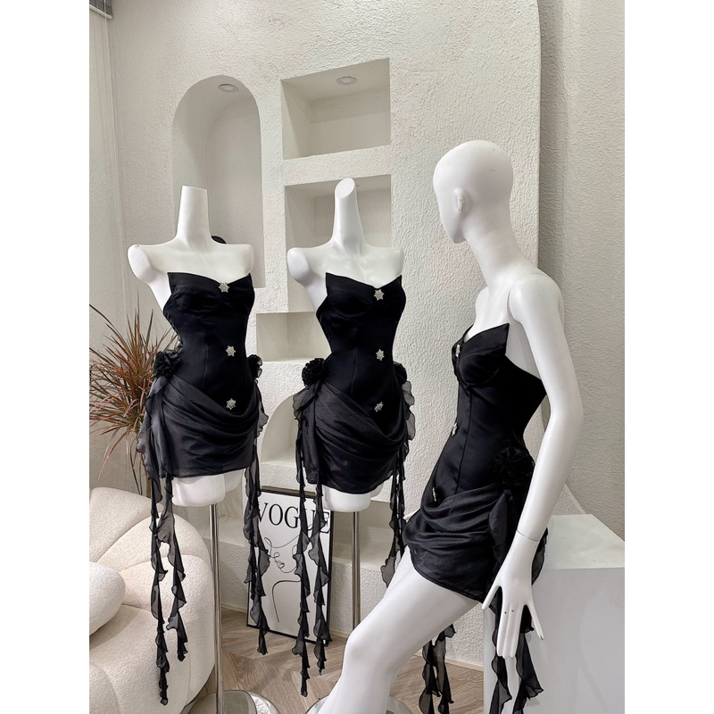 Đầm cúp đá tua rua y2k