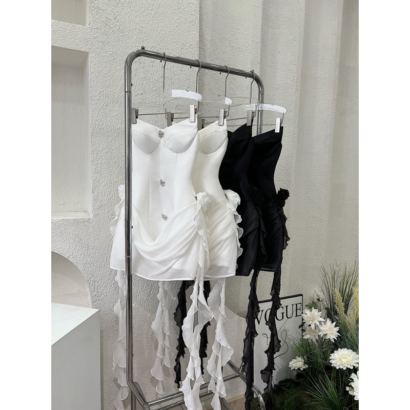 Đầm cúp đá tua rua y2k