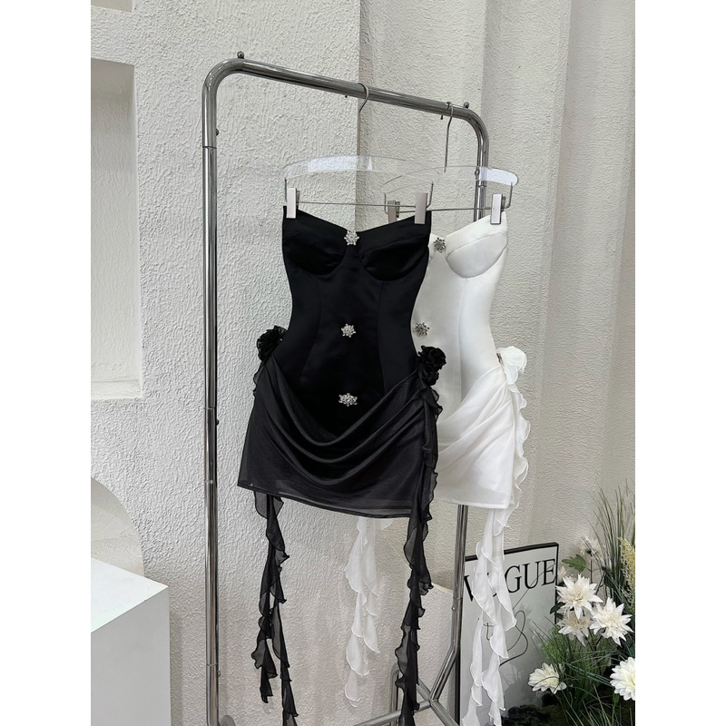 Đầm cúp đá tua rua y2k