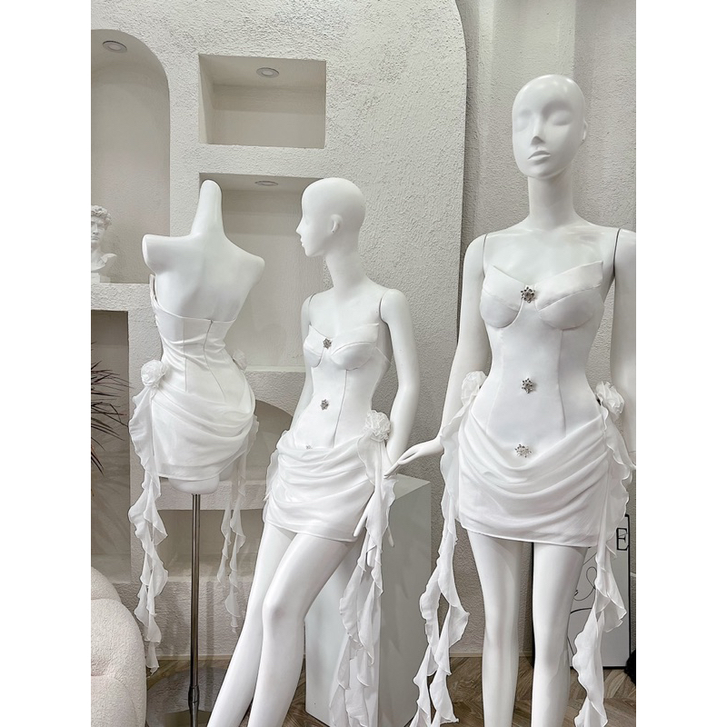 Đầm cúp đá tua rua y2k