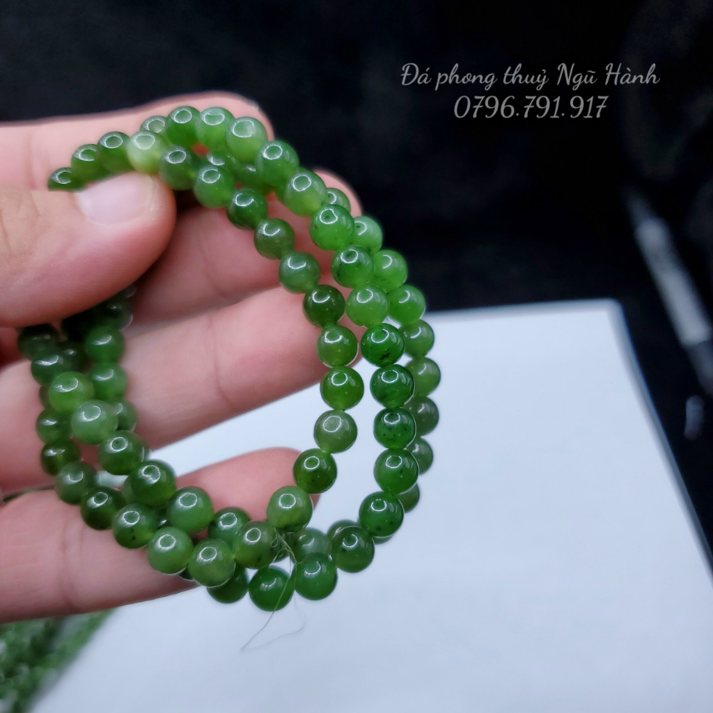 Vòng tay ngọc bich quấn 3 vòng siêu đẹp vip 6mm - Hàng kiểm định