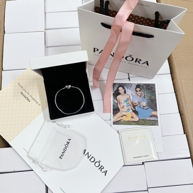Vòng tay Pan.dora trái tim fullbox túi giấy size 18cm