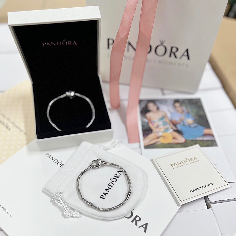 Vòng tay Pan.dora trái tim fullbox túi giấy size 18cm