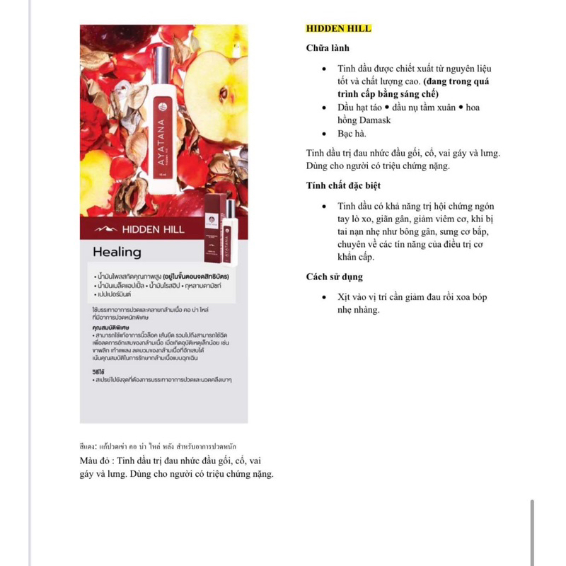 Tinh Dầu Therapy Dạng Xịt AYATANA - Hương Hidden Hill