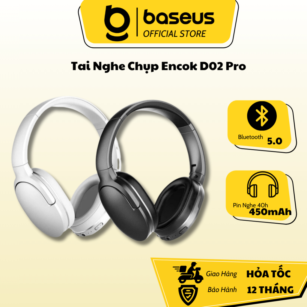 Tai Nghe Chụp Tai Không Dây Baseus D02 Pro Bluetooth 5.0 Âm Lập Thể HIFI Phong Cách Thể Thao