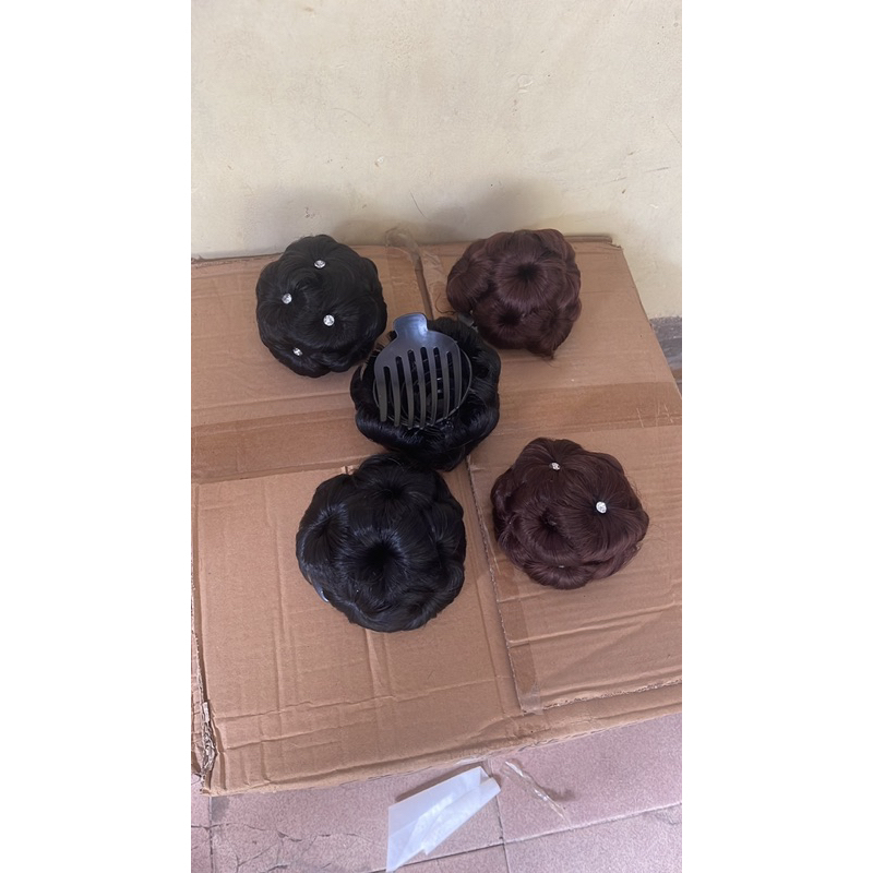 Búi tóc giả trung niên sang trọng phong cách hàn quốc, búi hoa không đính đá búi hoa đính đá