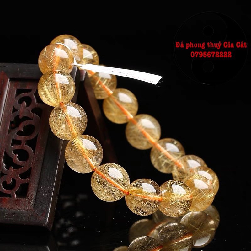 Vòng tay đá thach anh tóc vàng siêu đẹp vip 7a 8a kiểm định